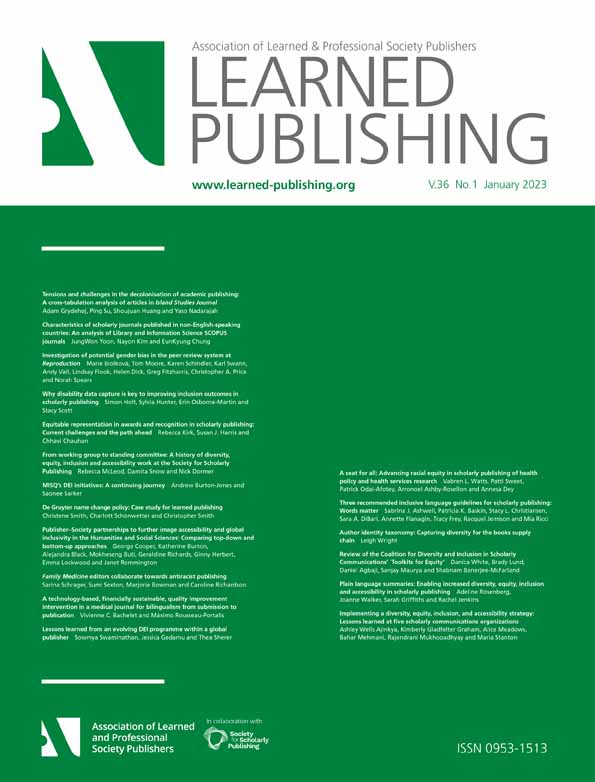 Implementing a diversity, equity, inclusion, and accessibility strategy: Lessons learned at five scholarly communications organizations